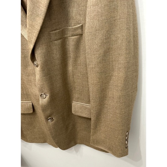 Stafford Wool Blazer Tweed Tan Herringbone Soft Sport Coat Jacket 40S - Picture 11 of 13